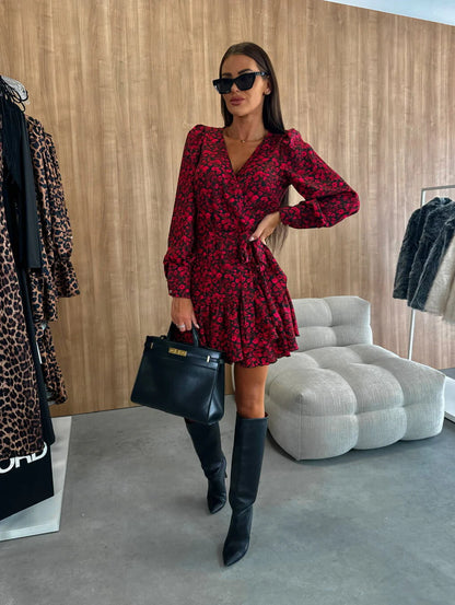 Seloria - Robe Mini Florale À Coupe Cache-Cœur Élégante
