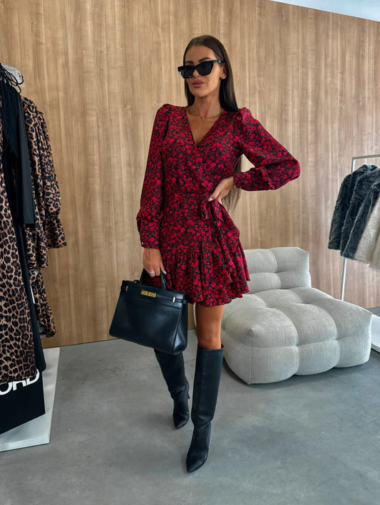 Seloria - Robe Mini Florale À Coupe Cache-Cœur Élégante