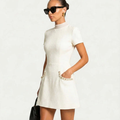 Women'S Beaded Mini Dress with Pockets