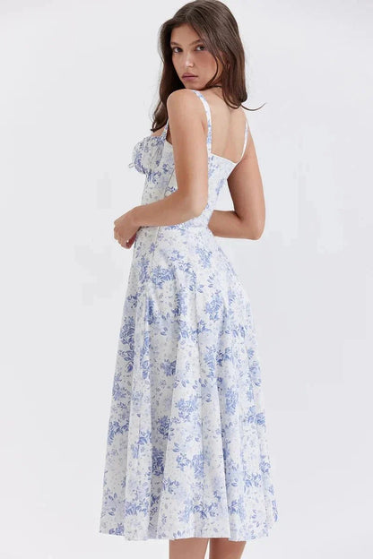 Linsay Blumenkleid – Midi-Kleid Mit Korsett & Seitenschlitz