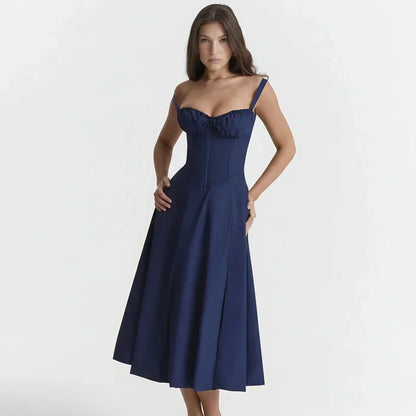 Linsay Blumenkleid – Midi-Kleid Mit Korsett & Seitenschlitz