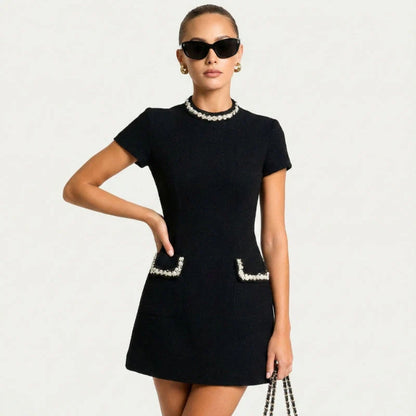 Women'S Beaded Mini Dress with Pockets