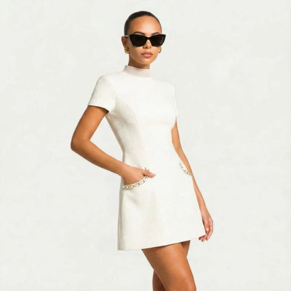 Women'S Beaded Mini Dress with Pockets