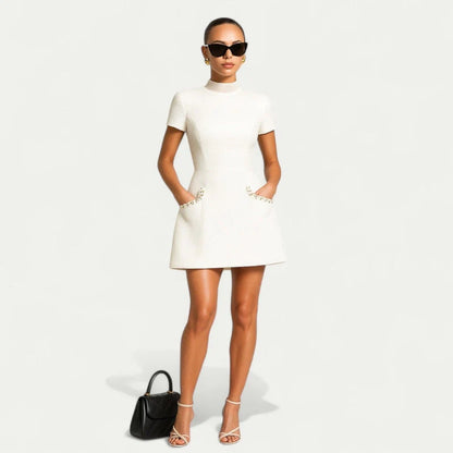 Women'S Beaded Mini Dress with Pockets
