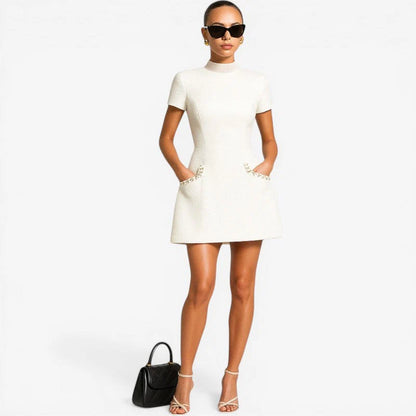 Women'S Beaded Mini Dress with Pockets